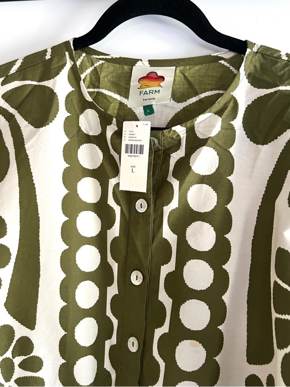 FARM Rio Green Palermo Drawstring Cinch-Waist Blouse Size Large NWT - Picture 6 of 16